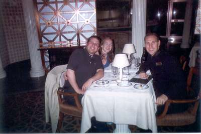 **6/5/2003**
Dan, me, and Josh at David's Supper Club (the fine dining restaurant on the Pride)