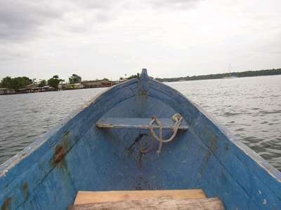 Tiny canoe used to get to and from our hotel in Bocas del Toro