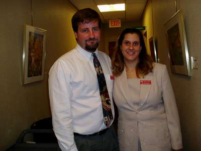 Mike and Heather at a banquet for work