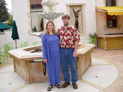 Heather and Mike at the Golden Mast where their wedding reception will be