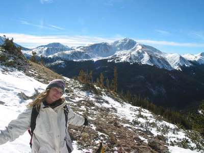 Oneea in February 2003 snowshoeing Herman's Gulch, Colorado