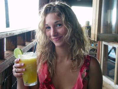 Enjoying the 
Mango drinks Hawaiian Style.  Kailua-Kona, Big Island