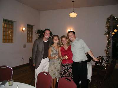 Craig his girlfriend JoAnn, Katie and Marc relaxing at the rehearsal dinner.