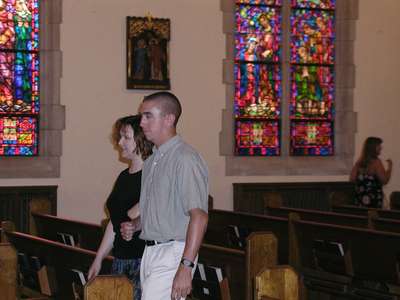 Joel and Niki practicing their final walk out of the church.