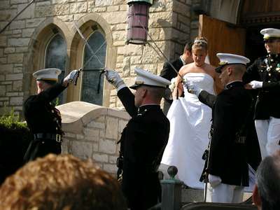 Sword arch after the wedding ceremony.