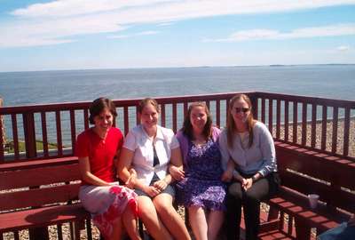 Bridesmaids in Boston- Laura, Molly, (Miriam), and Meredith