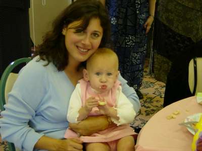 Cousin Michelle and Baby Sabrina...who loves bread!