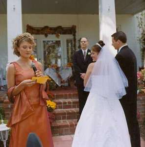 A picture of Adrian doing a beautiful job with her Celebration of Marriage reading. Thank you Adrian for doing this for us!