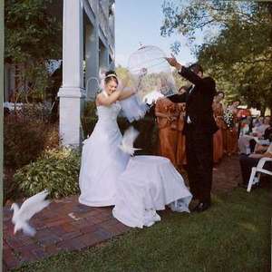 What a phenomenal picture as Greg and I release the doves (and notice that we block them from flying over our guests - to their ultimate relief). 