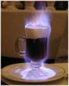 This is a picture of the flaming coffee that Greg had for dessert.