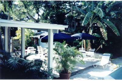 Pool area at the Red Rooster Inn