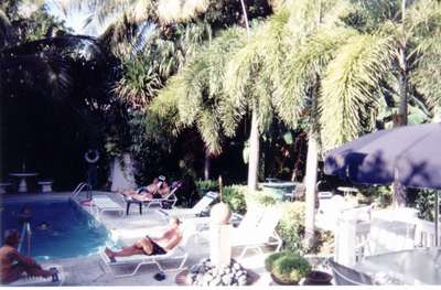 Pool area at the Red Rooster Inn