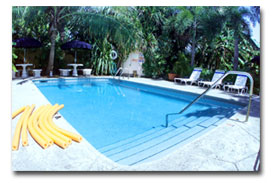 Pool area at the Red Rooster Inn