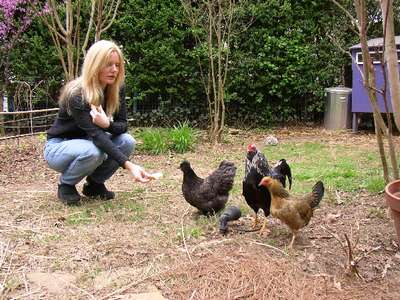 All I need is a pair of overalls and I'm set! See Brian's Taj Mahal chicken coop in the background?