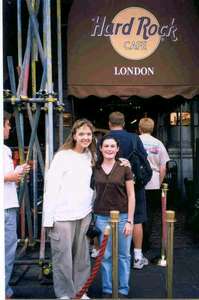 Niki and Melissa excited about eating American food.  Our food on campus in England was not the best.