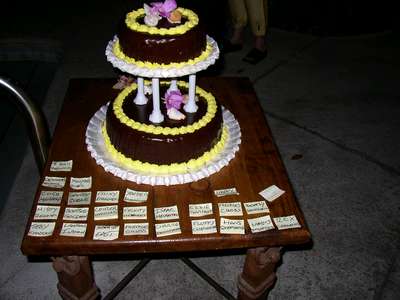 Wedding cake and name tags