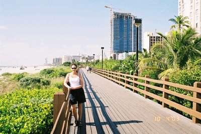 The boardwalk runs for 2 miles alongside the beach